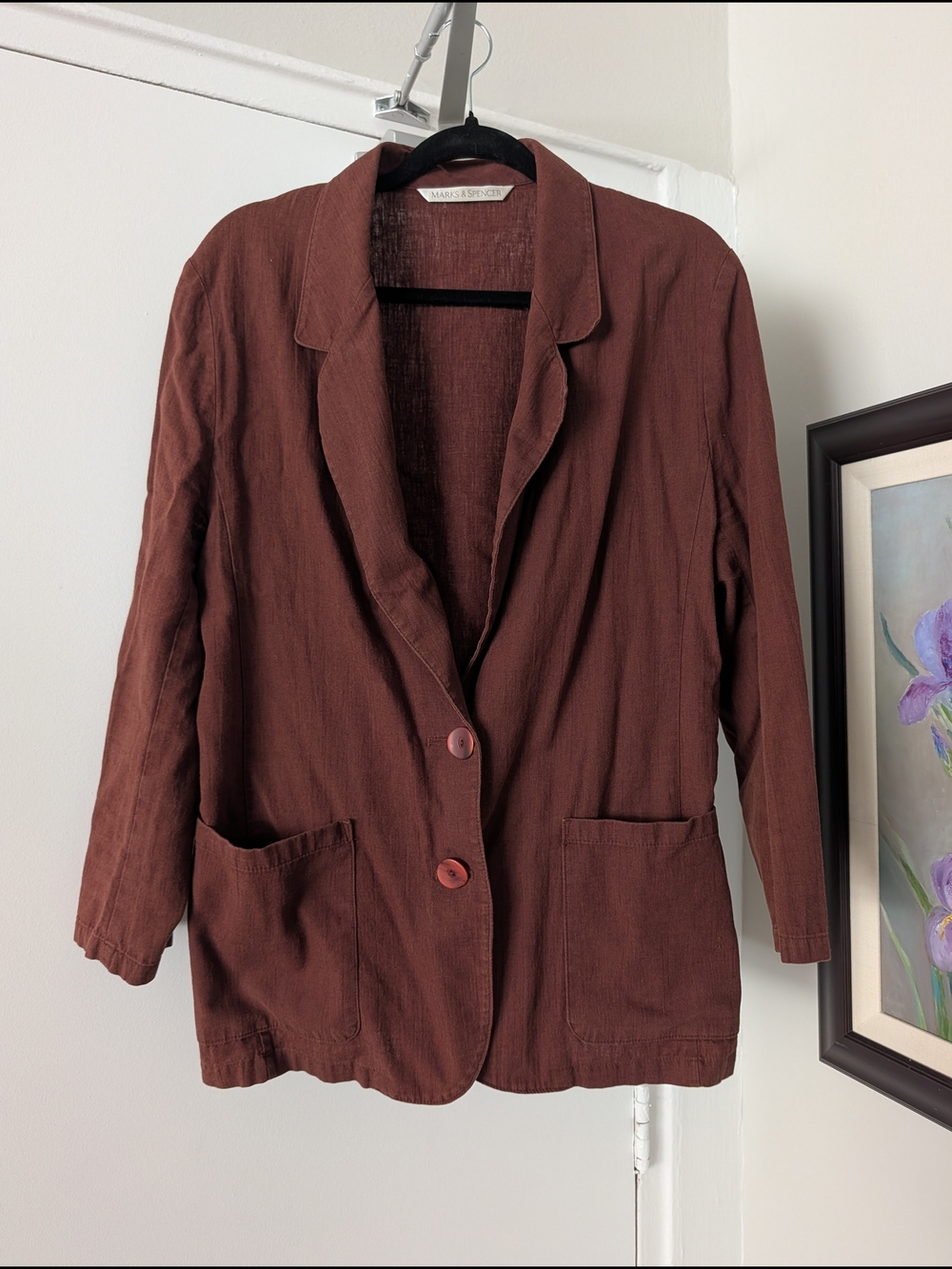 Cotton/Linen Blend Rusty Brown Blazer